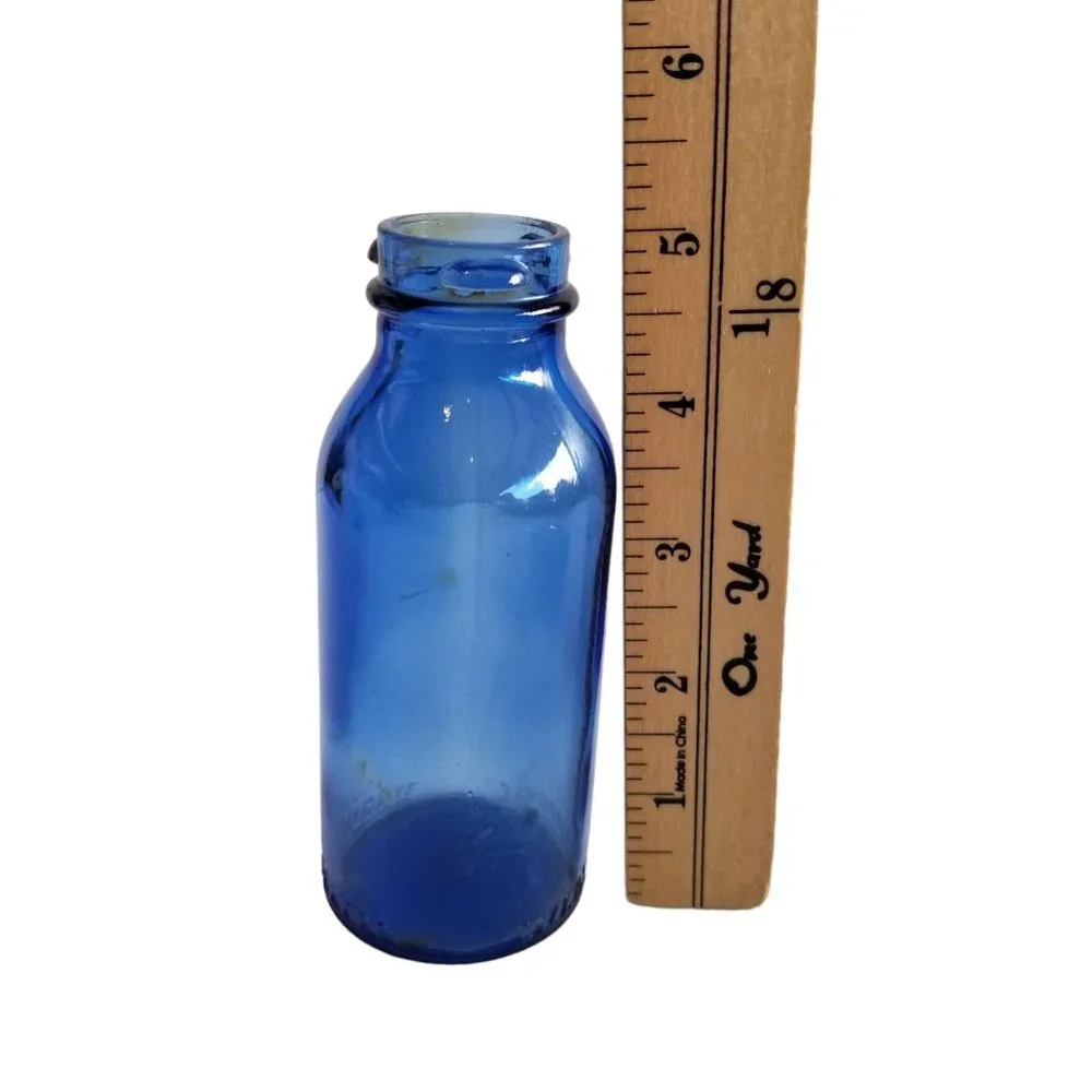 Vintage Cobalt Blue glass Bottles Bromo Seltzer Emerson Drug Co Decorative Old
